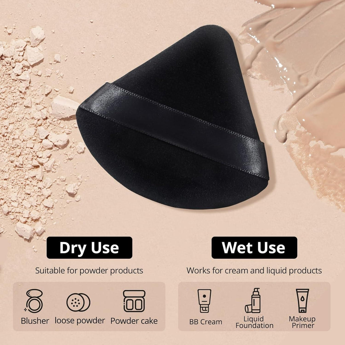 Triangle Powder Puffs for Face Powder Makeup Puff for Loose