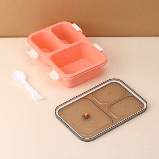 5627 Plastic Lunch Box For Kids Lunch Box For Kids 3 Compartment Insulated Lunch Box Tiffin Box For Boys Girls School Office Men (3 Compartment Lunch Box)