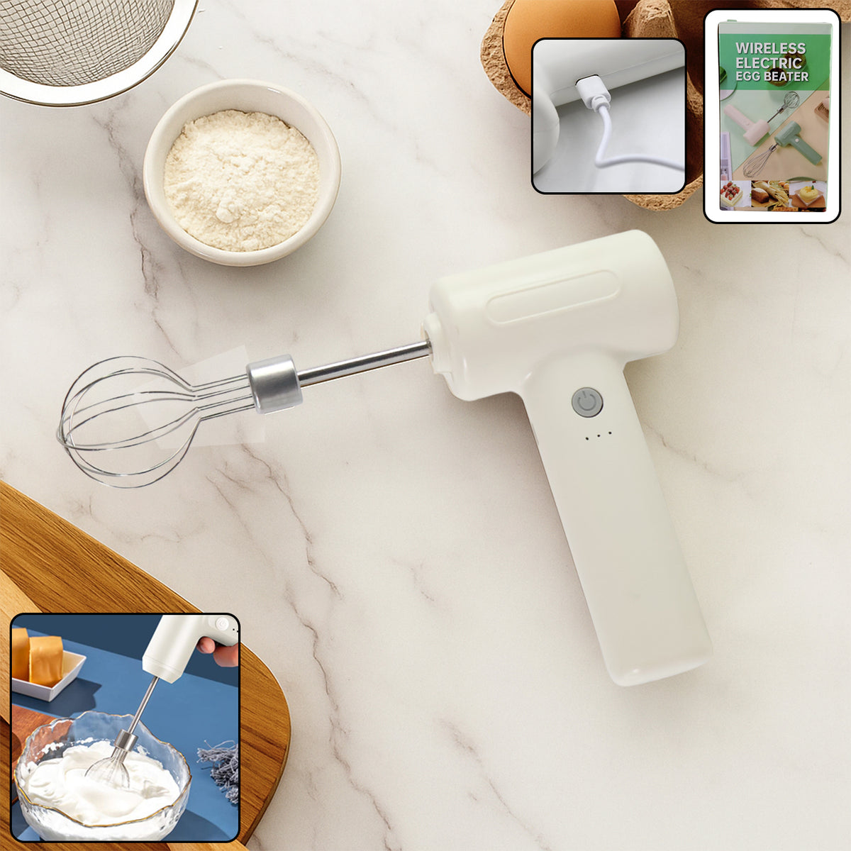 Cordless Electric Whisk  Egg Beater - (1 Pc)