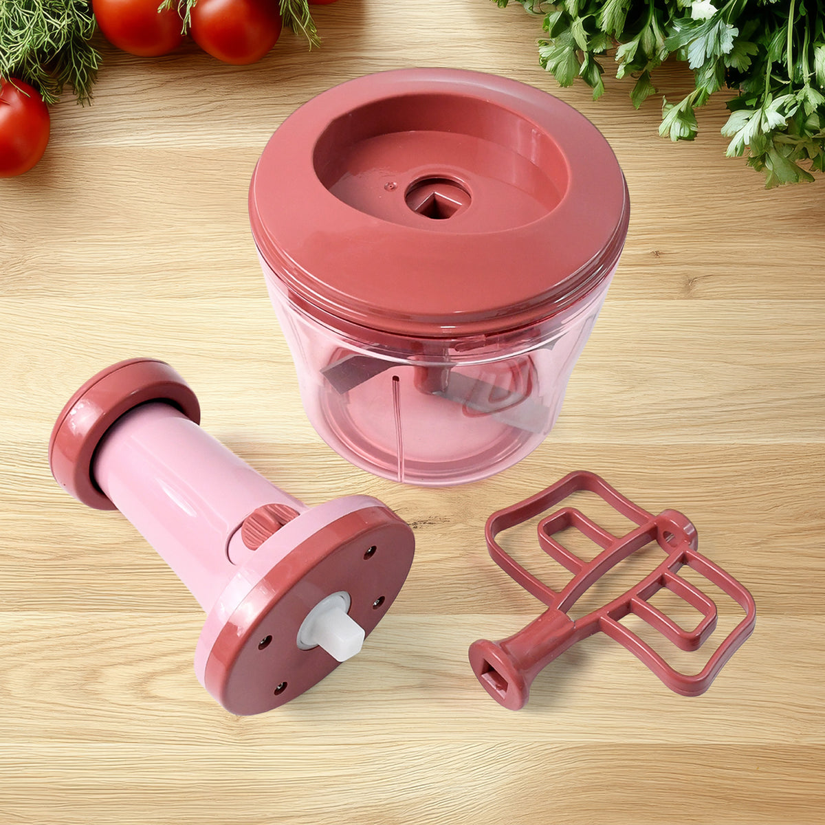 Apex  Quba Push Chopper With Stainless Steel Blades (1000ml)