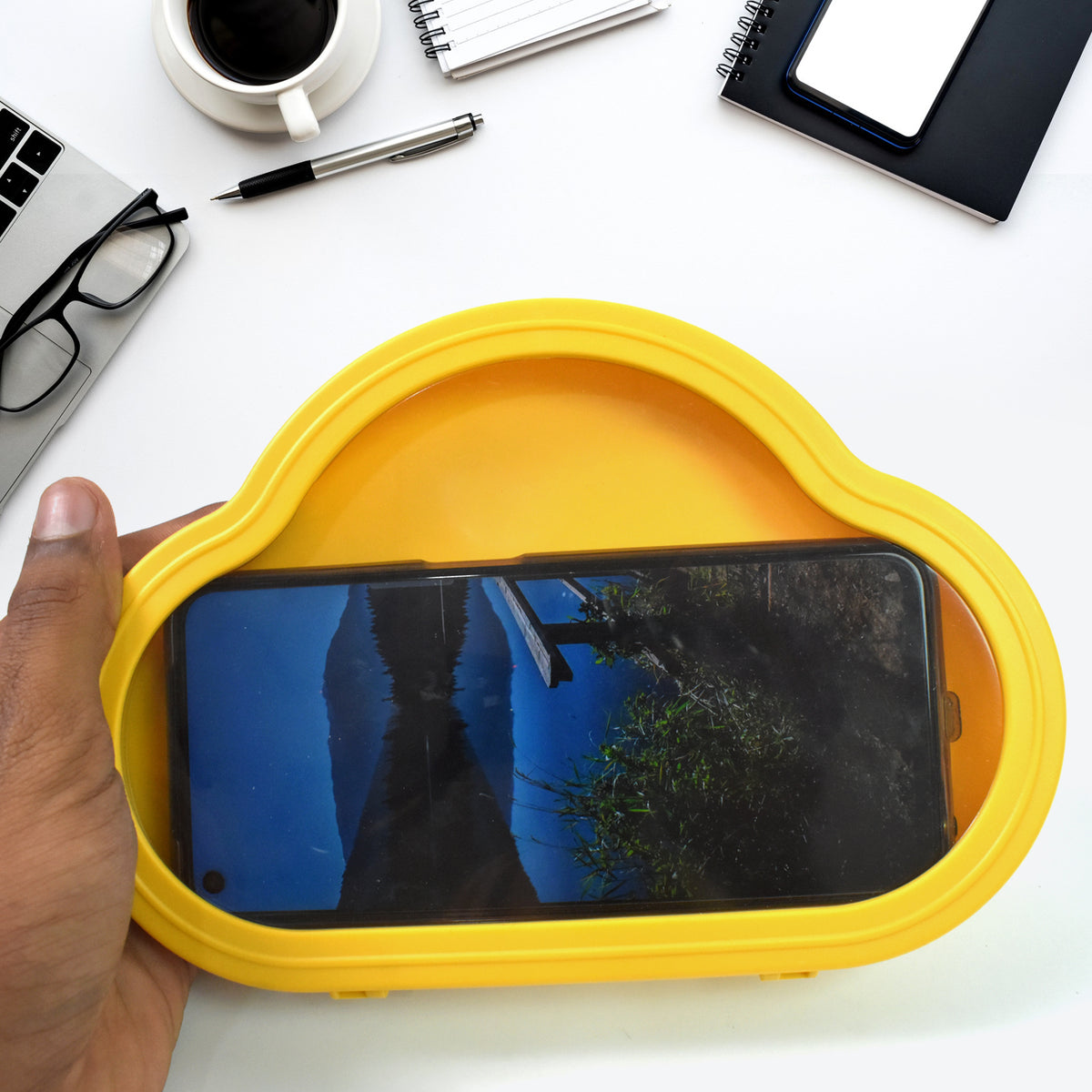 Smartphone  Mobile Stand Waterproof Case Smartphone Stand Case (1 Pc  Yelllow Colour)