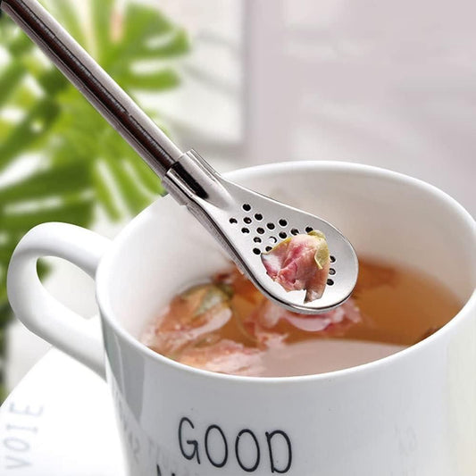 2 in 1 Stainless Steel Drinking Spoon Straws (Pack of 2)