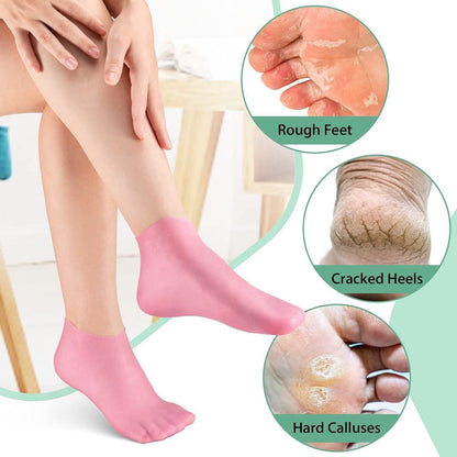 Silicon Moisturizing Socks Anti Slip Aloe Socks for Dry Cracked Feet Women (Pack of 2 Pair)