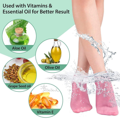 Silicon Moisturizing Socks Anti Slip Aloe Socks for Dry Cracked Feet Women (Pack of 2 Pair)