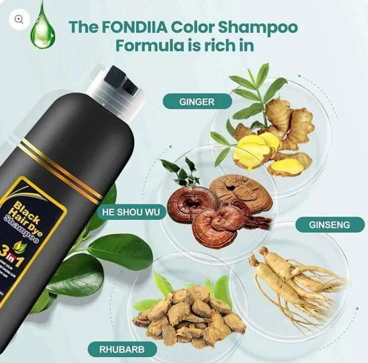 Unisex Instant Black Herbal Hair Dye Shampoo for Grey Hair Coverage