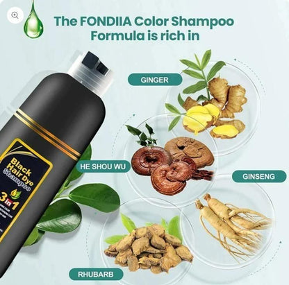 Unisex Instant Black Herbal Hair Dye Shampoo for Grey Hair Coverage
