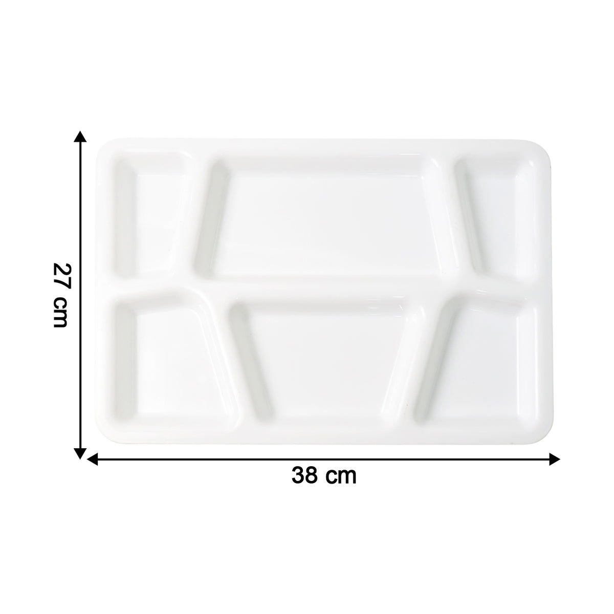 Plastic Multi-compartment Rectangular Meal Serving Tray  Plate (1 Pc  White)