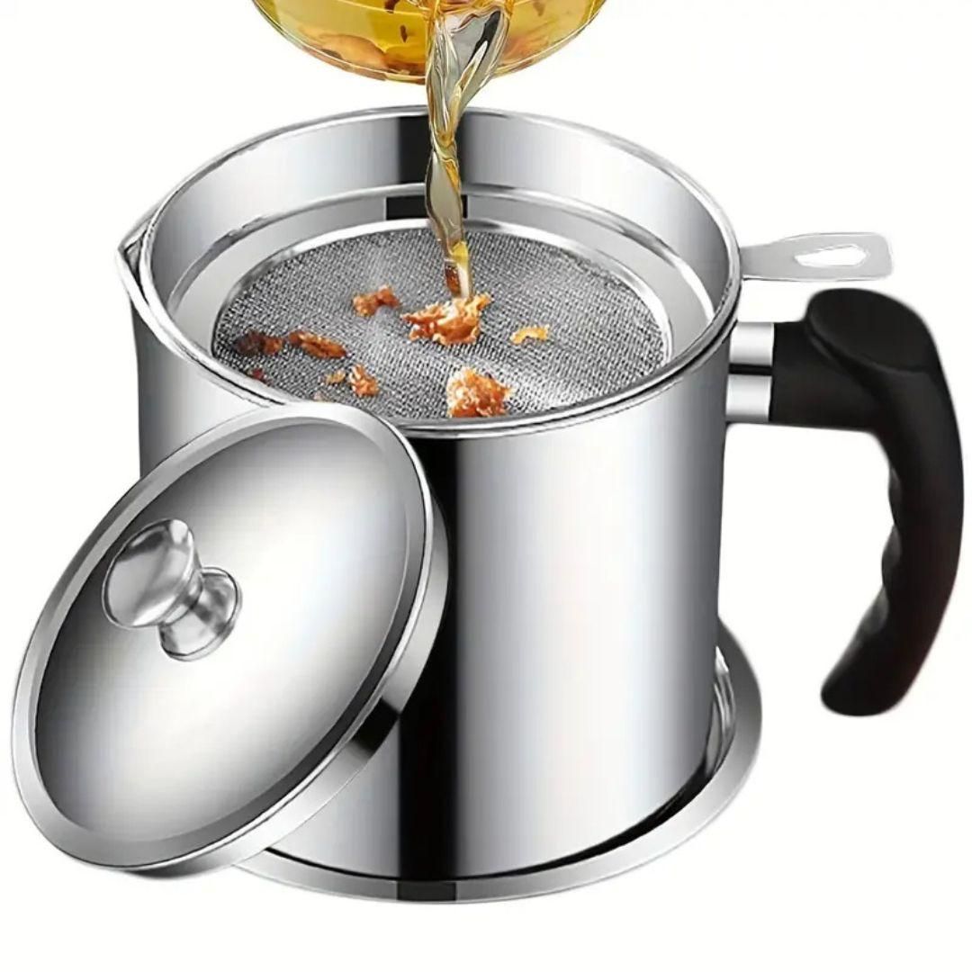 Stainless Steel Kitchen Oil Filter with Lid