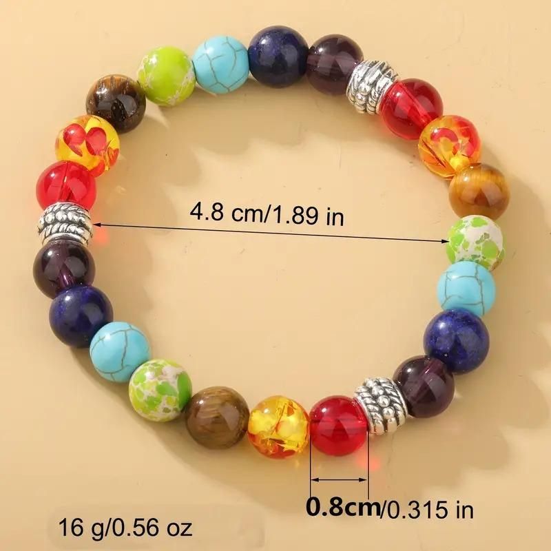 Classic 7 Beads Bracelet Natural Agates Bracelets Jewellery(Pack Of 2)