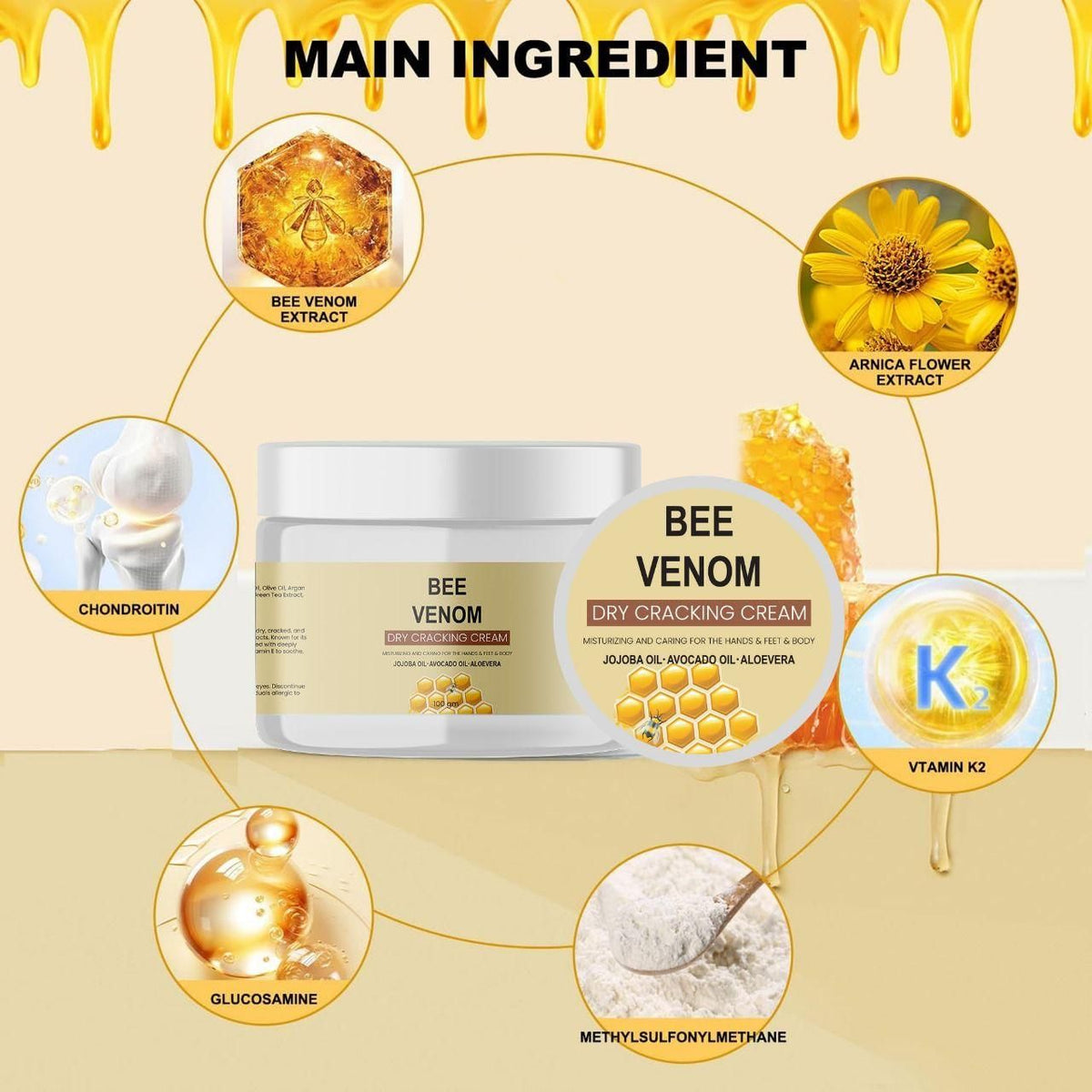 Bee Venom Dry Cracking Cream 200 gm Pack of 2