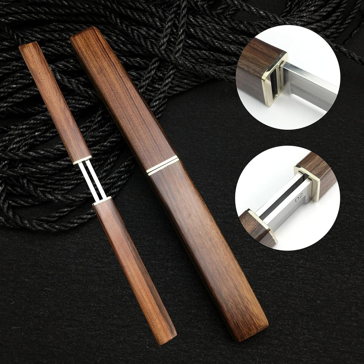 Wooden 2 IN 1 Kitchen Knife Set Stainless Steel Blade