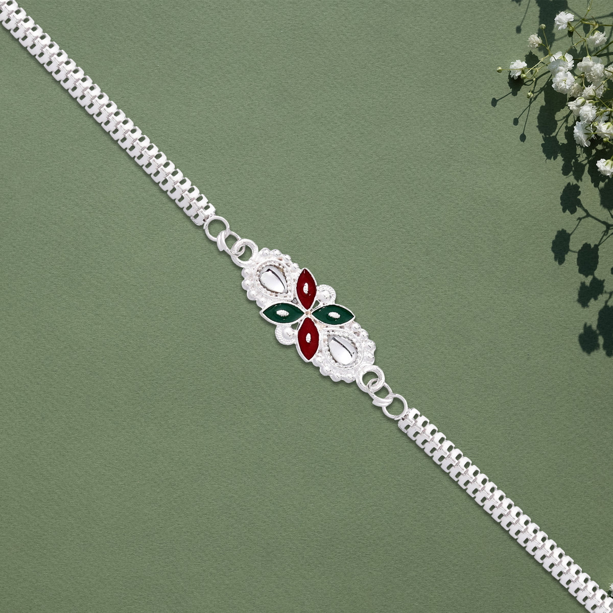Stylish Silver Chain Rakhi