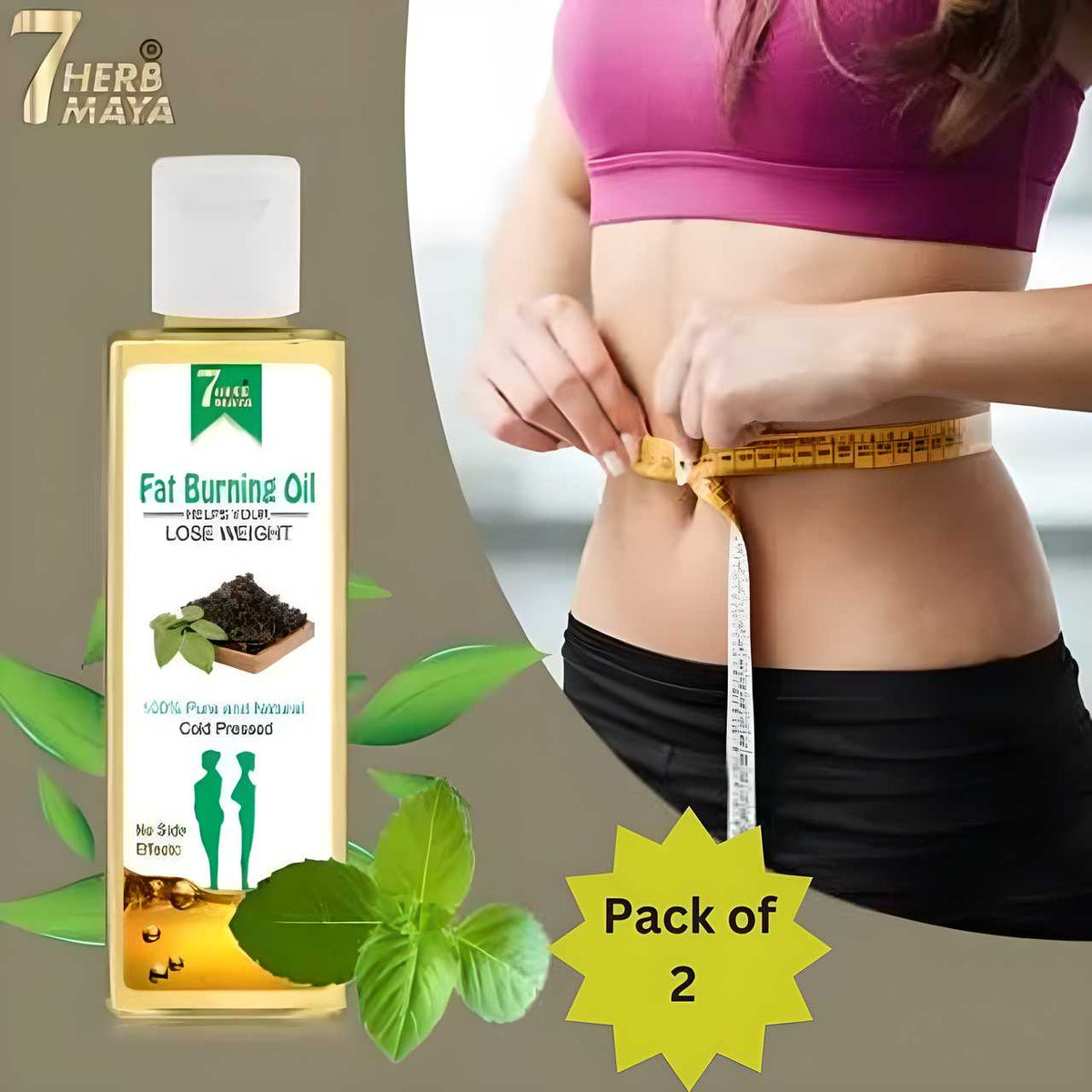 7 Herb maya Fat Burning Oil, Slimming oil, Fat Burner, Anti Cellulite & Skin Toning Slim Oil (Pack of 2)