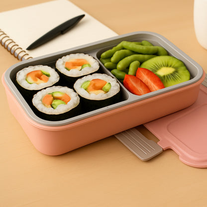 5583 Miracle Quick Lock Leak Proof 2 Compartment Stainless Steel Lunch Box Inner Plate Reusable Microwave Freezer Safe Lunch Box Trendy Thermal Insulation Leak Proof For Office Vacuum Tiffin Box For Boys  Girls  School  Office Women And Men