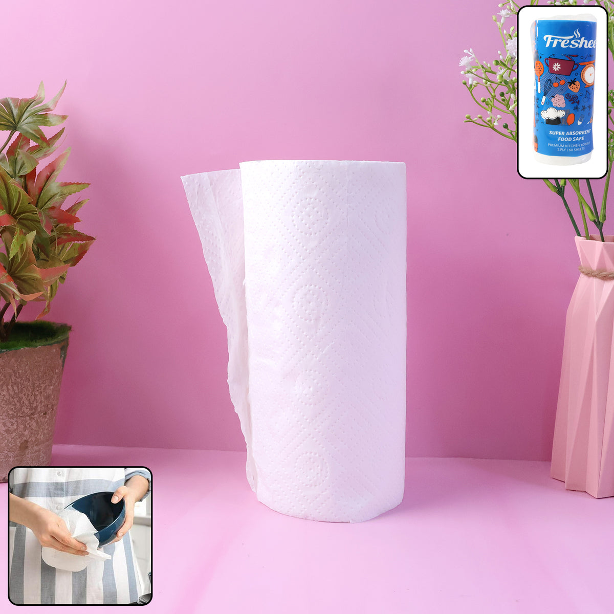 Freshee Kitchen Paper Towel Roll - 60 Sheets (21.5  22 Cm Each)
