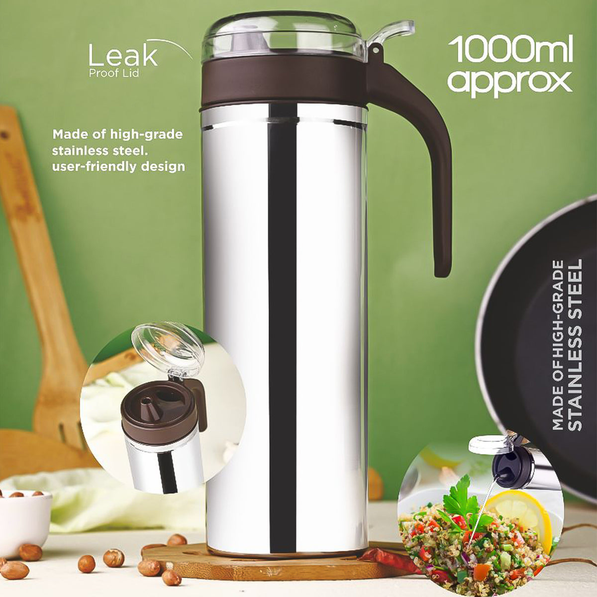Apex 1000ml Approx. Stainless Steel Oil Pourer (1 Pc)