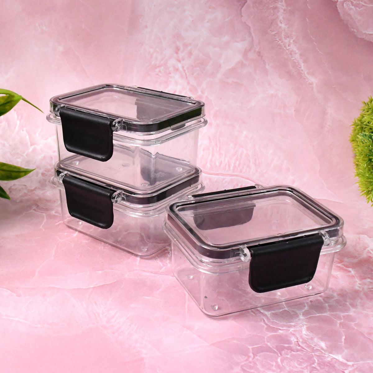 Kitchen Storage Container With Air Seal Lock Lid (3 Piece Set  250 Ml)
