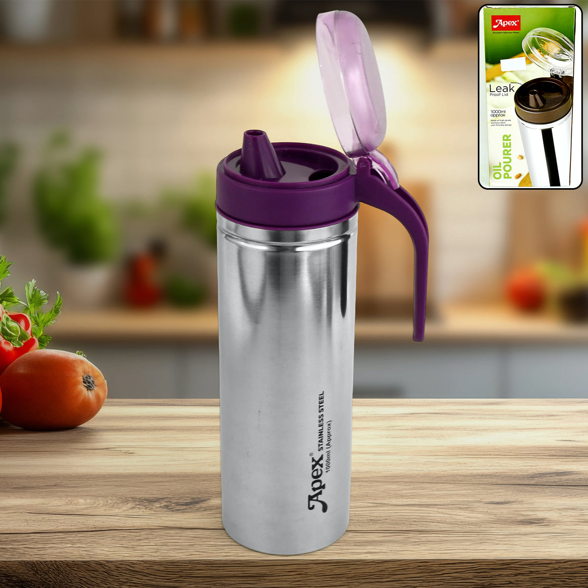 Apex 1000ml Approx. Stainless Steel Oil Pourer (1 Pc)