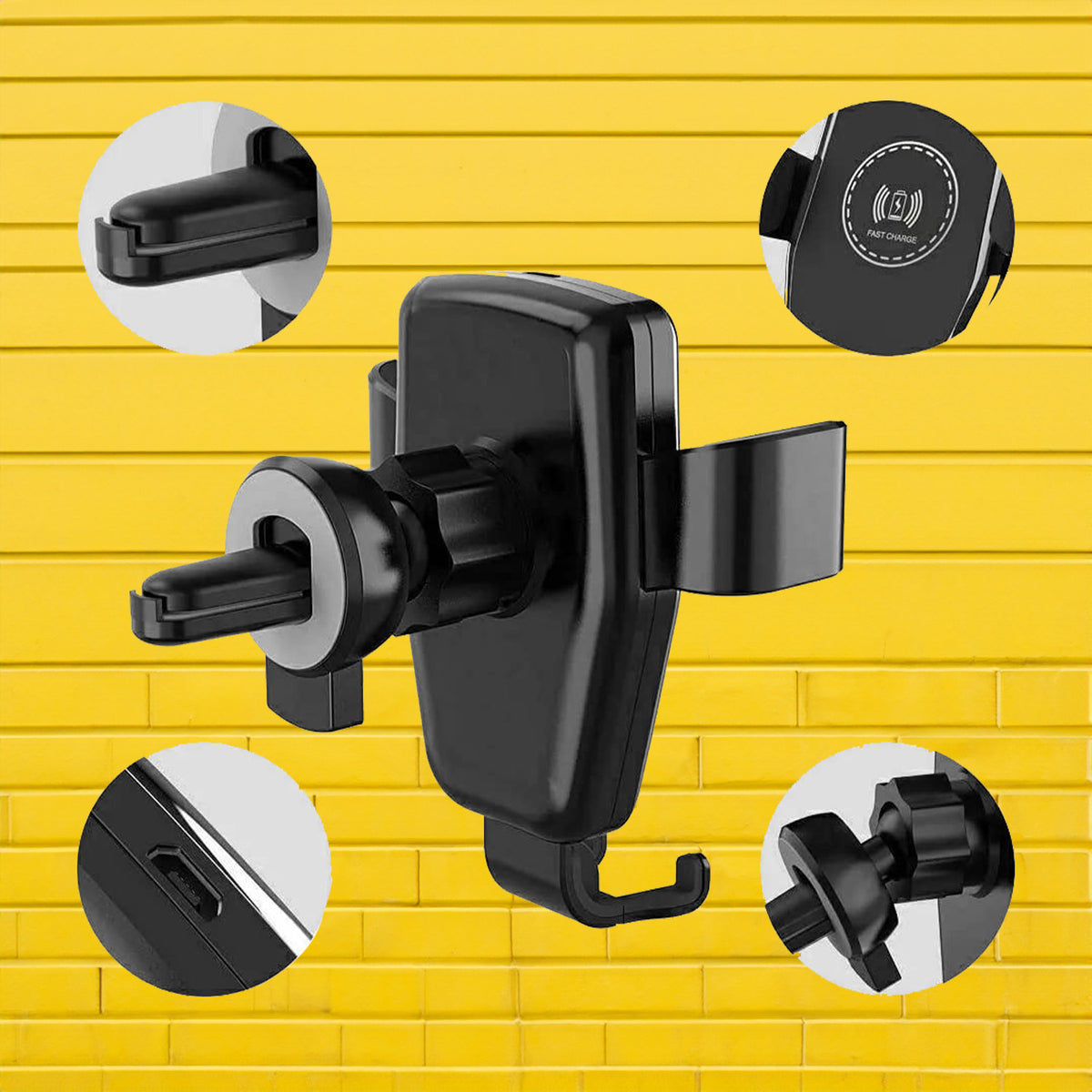 7042 Car Phone Holder Wireless Car Charger 10w Qi Fast Charging Car Charger Gravity Auto Clamping 360 Rotation Air Vent Car Mount Holder