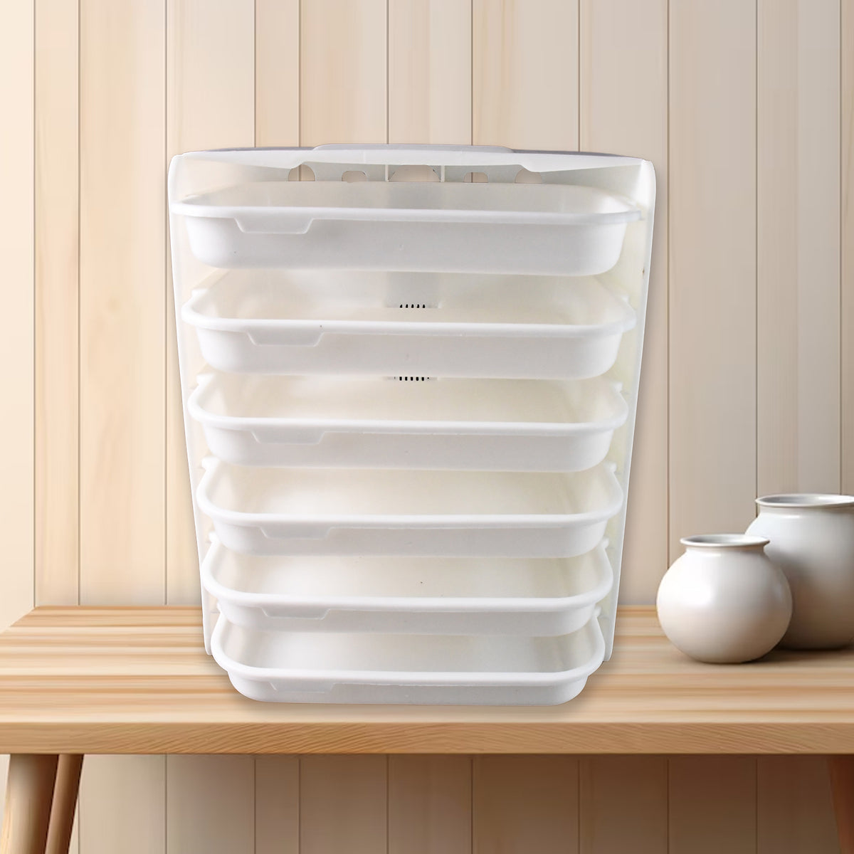 Plastic 6 Layer Wall-mounted Food Organizer Rack (1 Set)