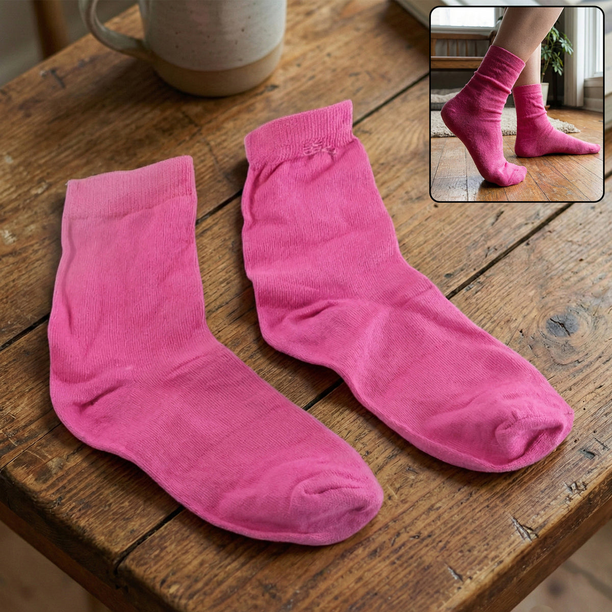 Soft Cotton Pink Socks For Women (1 Set)