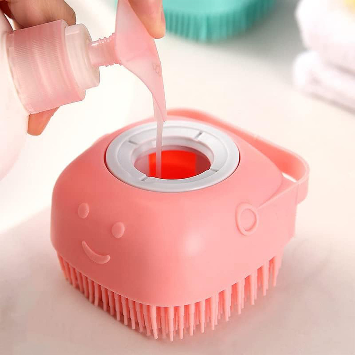 Silicone Massage Bath Body Brush With Built-in Soap Dispenser (1 Pc)