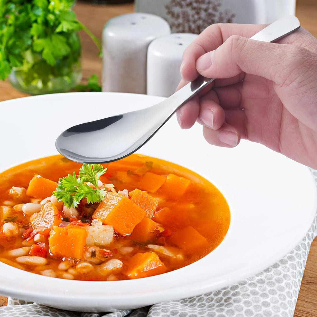 Apex Premium Stainless Steel Soup Spoon Set  6 Pieces