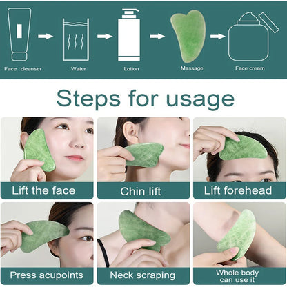 0318 Gua Sha Stone And Anti Aging Jade Roller Massager For Face Massage Natural Face Skincare Massager  Face Roller Massager For Women  Face Shaper Jade Roller And Gua Sha Set For Glowing Skin