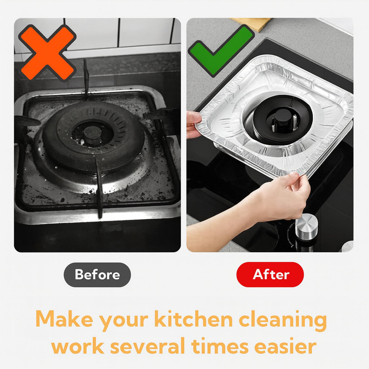 Aluminum Gas Stove Burner Protector Covers (10 Pc  23x23 Cm)
