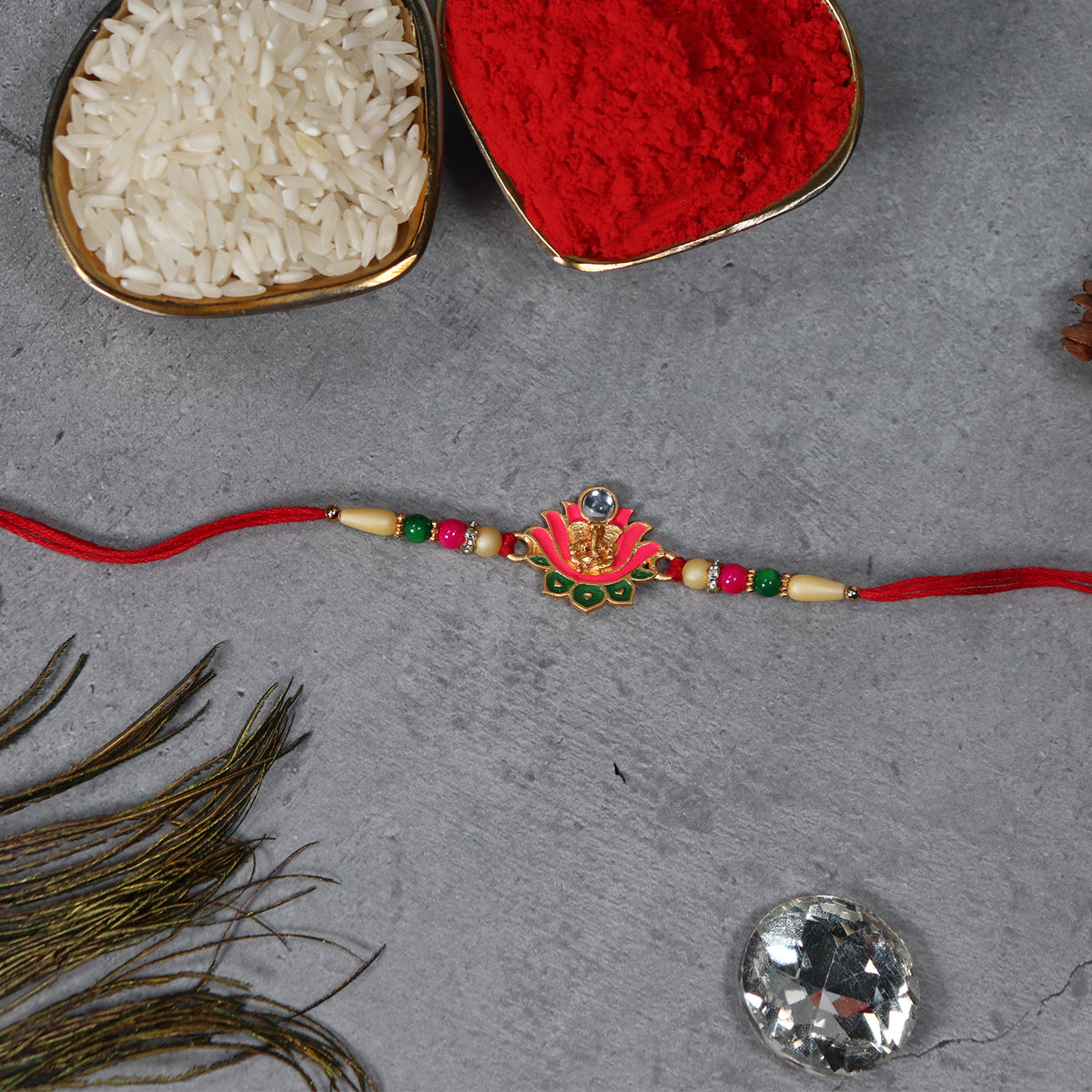 Ganesh Lotus Leaf Designer Motif Rakhi