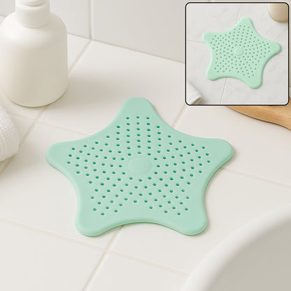 Mint Green Silicone Star Shaped Sink Filter Bathroom Hair Catcher Drain Strainers For Basin