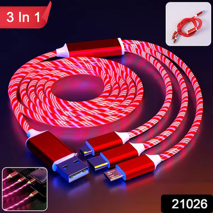 3-in-1 Led Glow Fast Charging Cable (1 Pc)