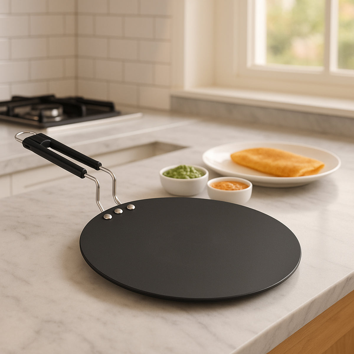 Compact Non-stick Flat Roti Tawa (9 Inch  1 Pc)