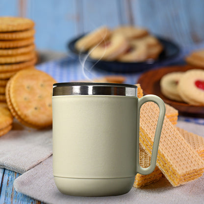 8137 Ganesh Premium Stainless Steel Coffee Mug With Heat Resistant Mug Lid. Approx 400ml Mug.