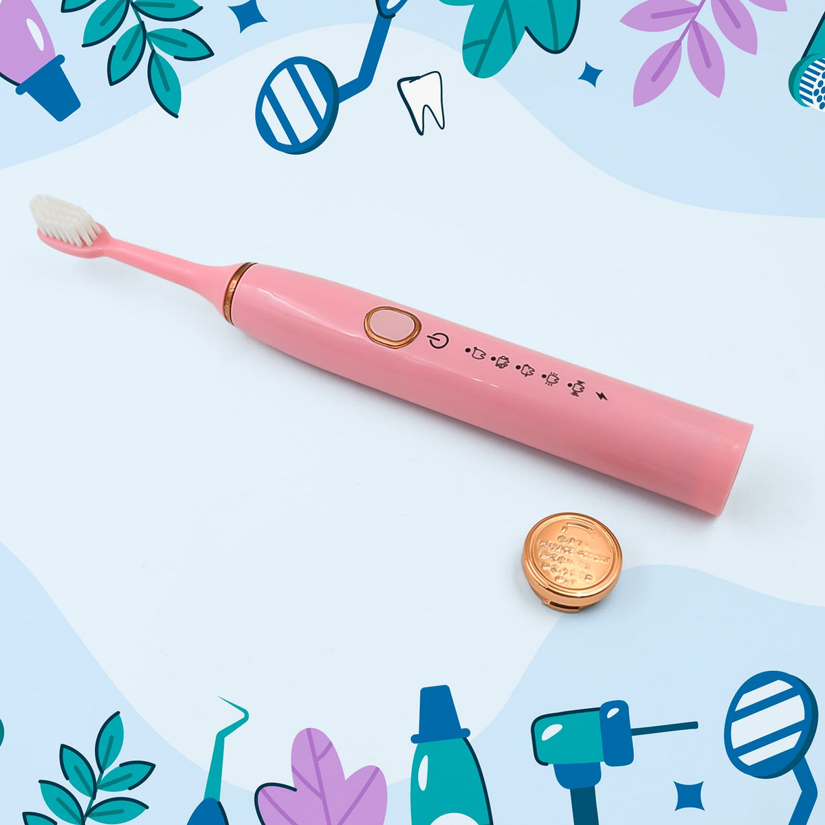 Adult Waterproof Electric Toothbrush With Extra 4 Toothbrush Head (1 Pc  Usb Charging Operated  Mix Colour)