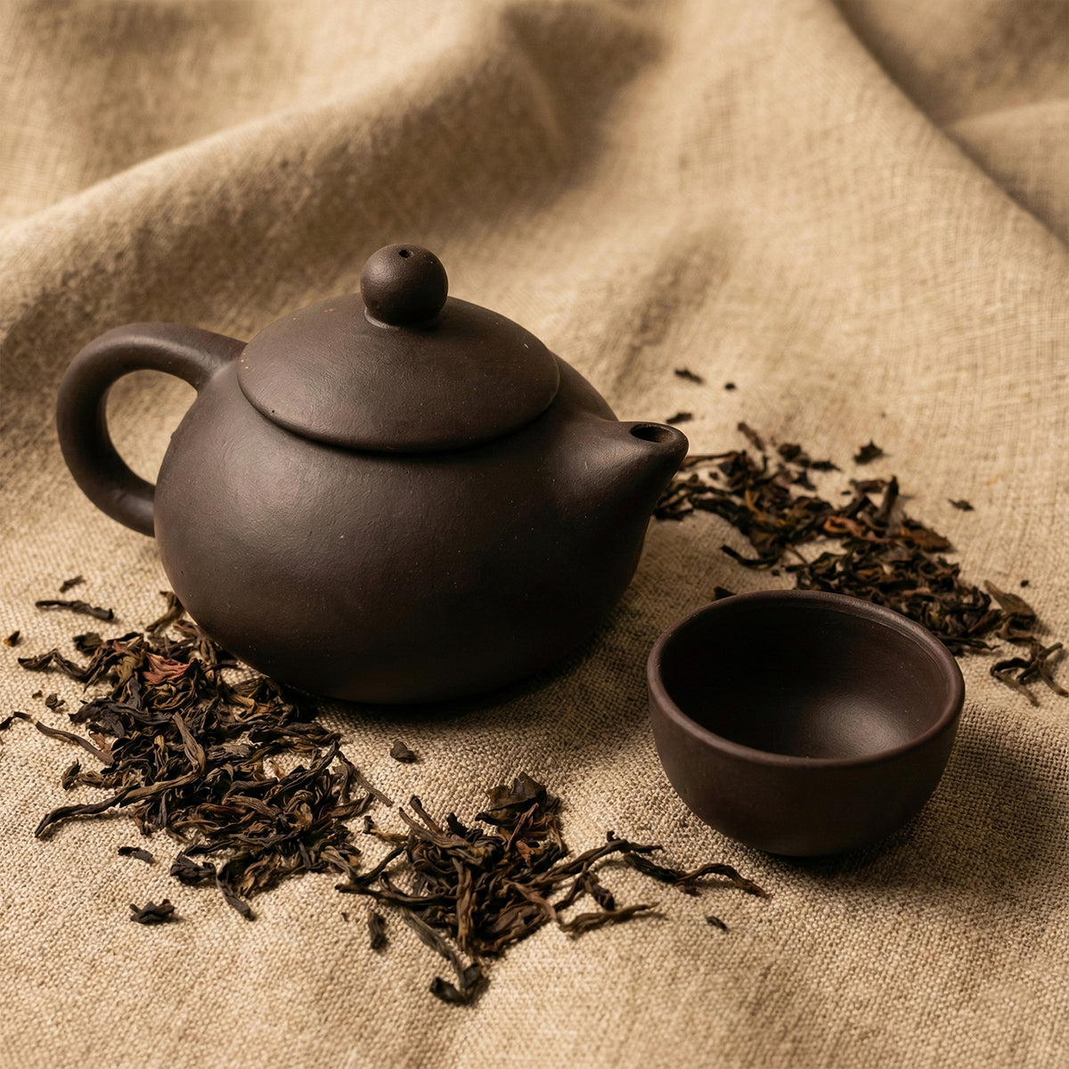 Premium Black Clay  Ceramic Tea Set With Teapot  4 Cups