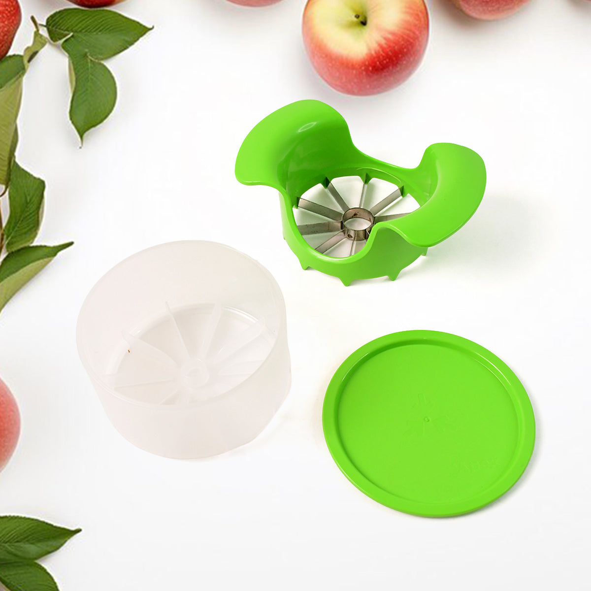 Apex Apple Cutter With Container  Unbreakable Abs Body  Stainless Steel Blades