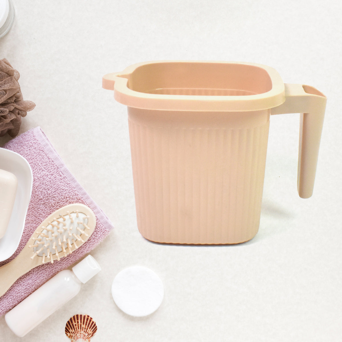 Plastic Square Bath Water Mug (4 Pc  1000 Ml  Mix Color)