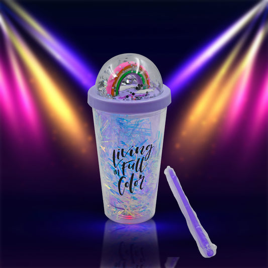 6883 Sipper Bottle With Straw Led Glow Light  For Kidstumbler With Strawvacuum Flasksipper Plastic Tumblersipper Bottle With Straw (Pack Of 1)