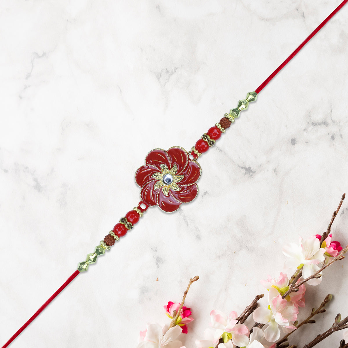 Red Floral Designer Rakhi