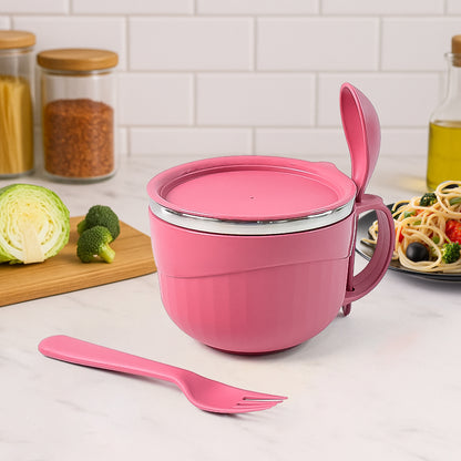 Apex Premium 700 Ml Multipurpose Noodle Bowl With Handle Lid And Fork
