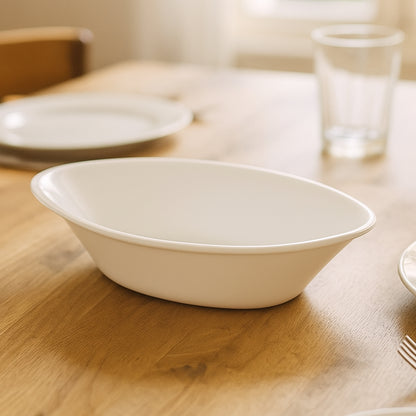 Plastic Marin Serving Bowl  Elegant Oval Deep Bowl (1 Pc  White)