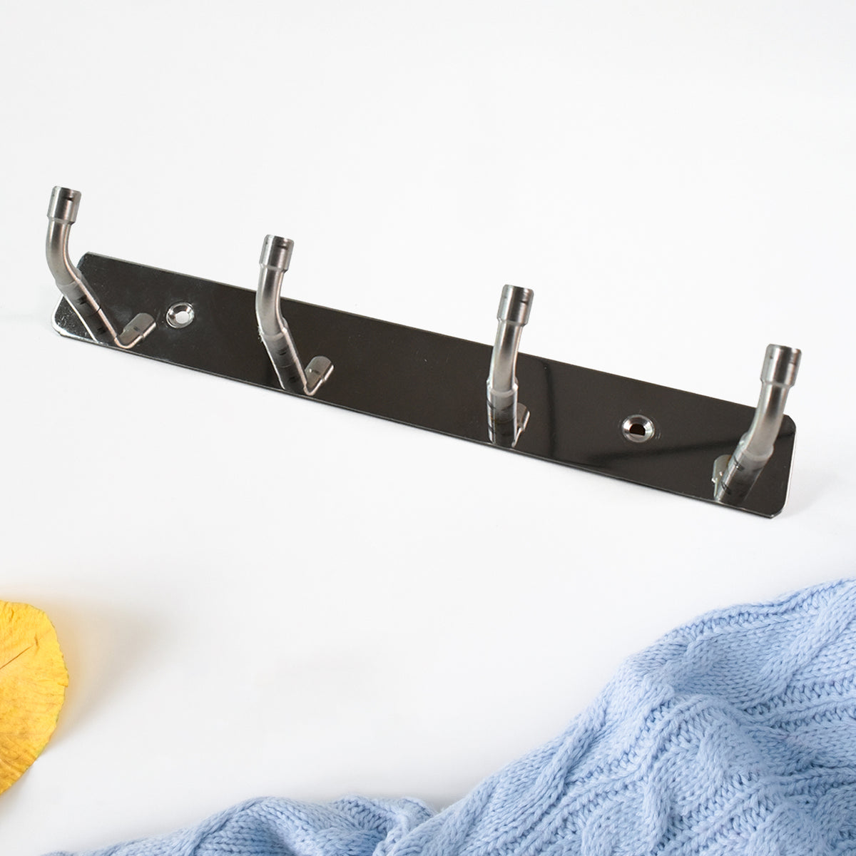 Stainless Steel Wall Mounted Coat 4 Hook Rack (20x3  1 Pc)