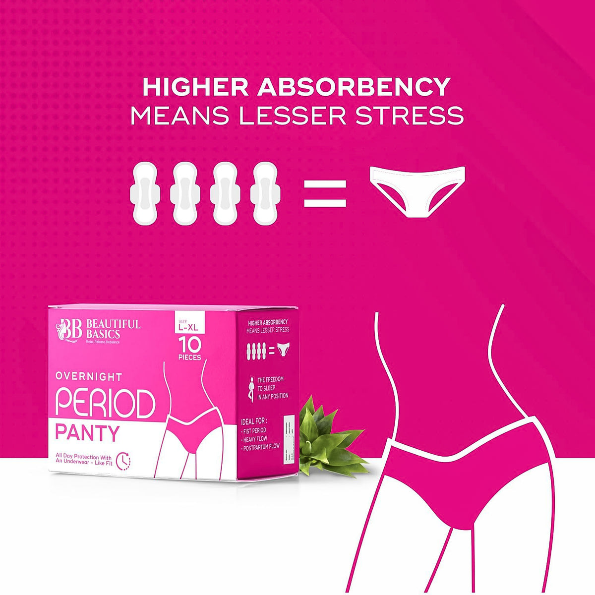 Beautiful Basics Overnight Period Panty Xxl Size (10 Pc)