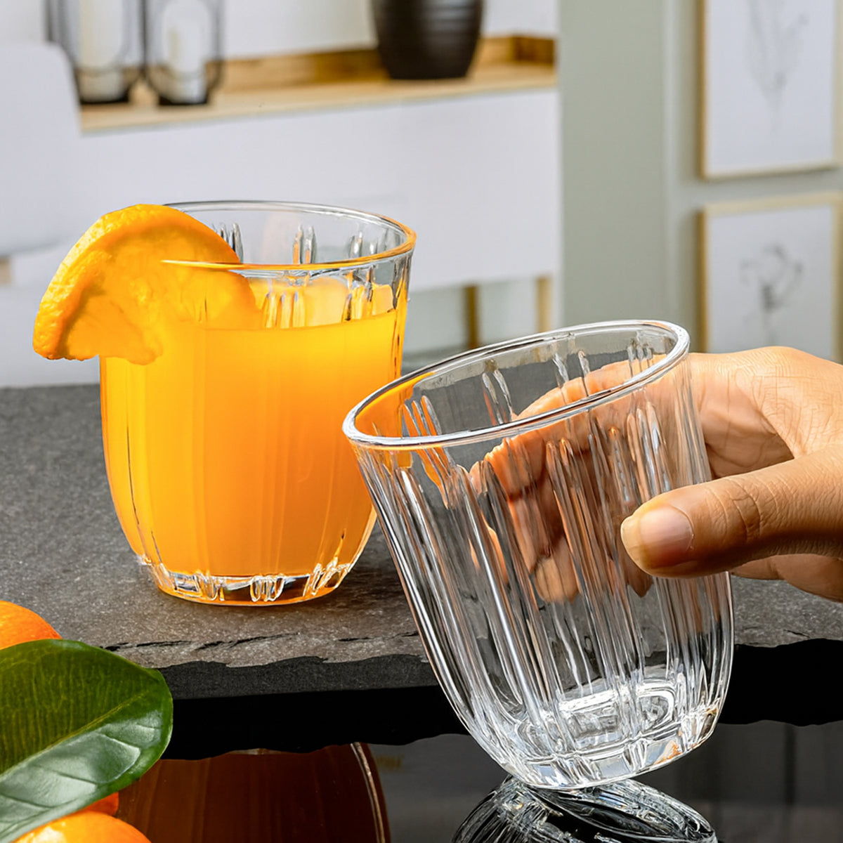 Premium Transparent Glass Tumbler Set (256ml  6 Pc)
