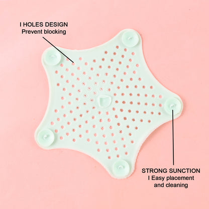 Mint Green Silicone Star Shaped Sink Filter Bathroom Hair Catcher Drain Strainers For Basin