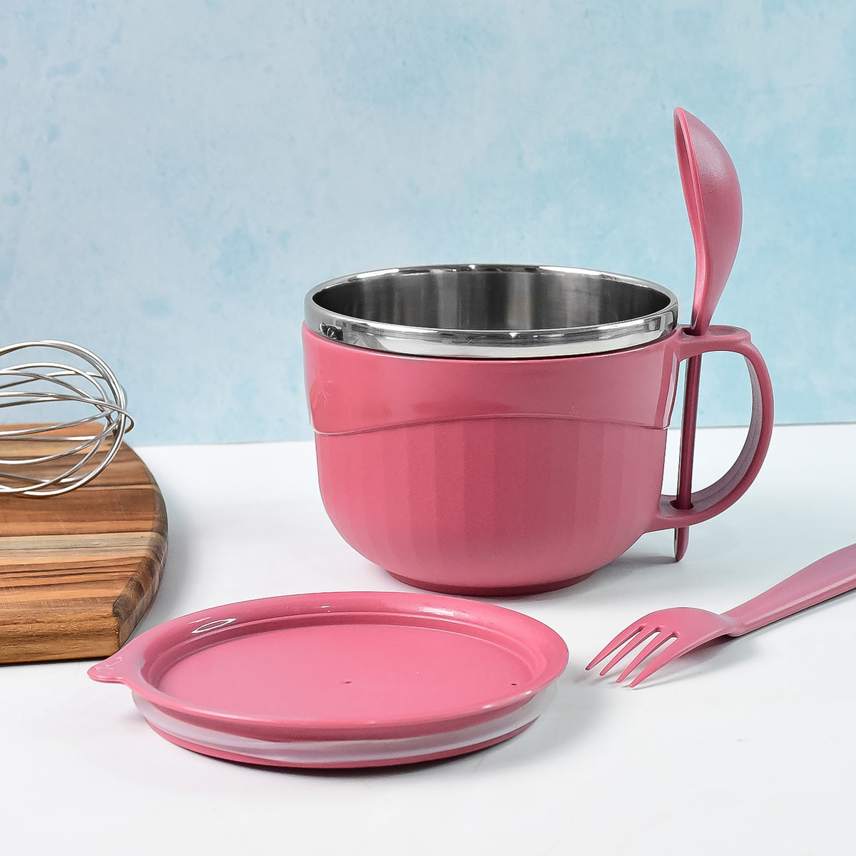 Apex Premium 700 Ml Multipurpose Noodle Bowl With Handle Lid And Fork