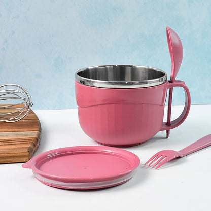 Apex Premium 700 Ml Multipurpose Noodle Bowl With Handle Lid And Fork